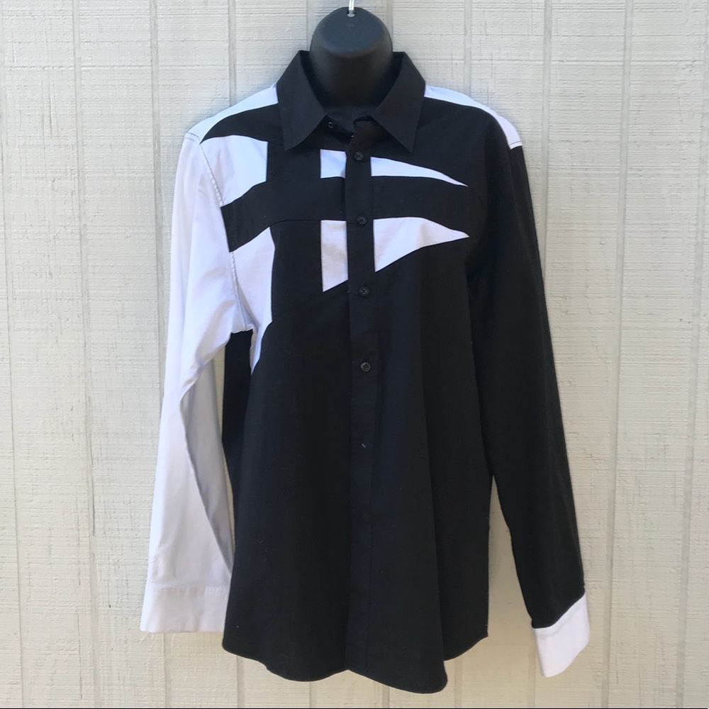 Black and white button down